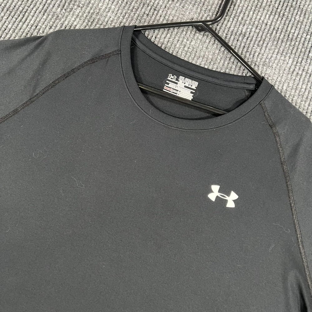 Under Armour Shirt Mens 2XLT XXLT Tall Black Short Sleeve Loose Fit Heat Gear